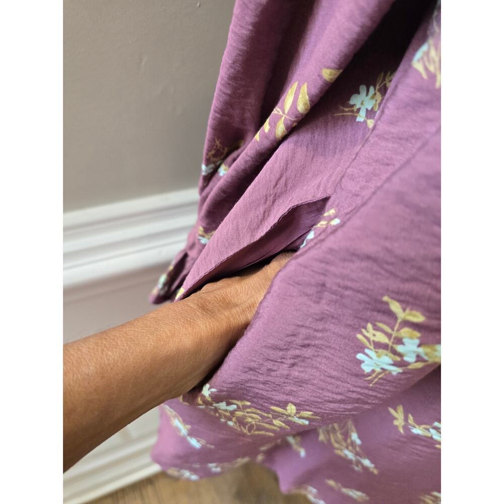 A New Day Babydoll Dress XS Purple Floral Smocked Balloon Sleeve Party/Cocktail - Picture 9 of 12